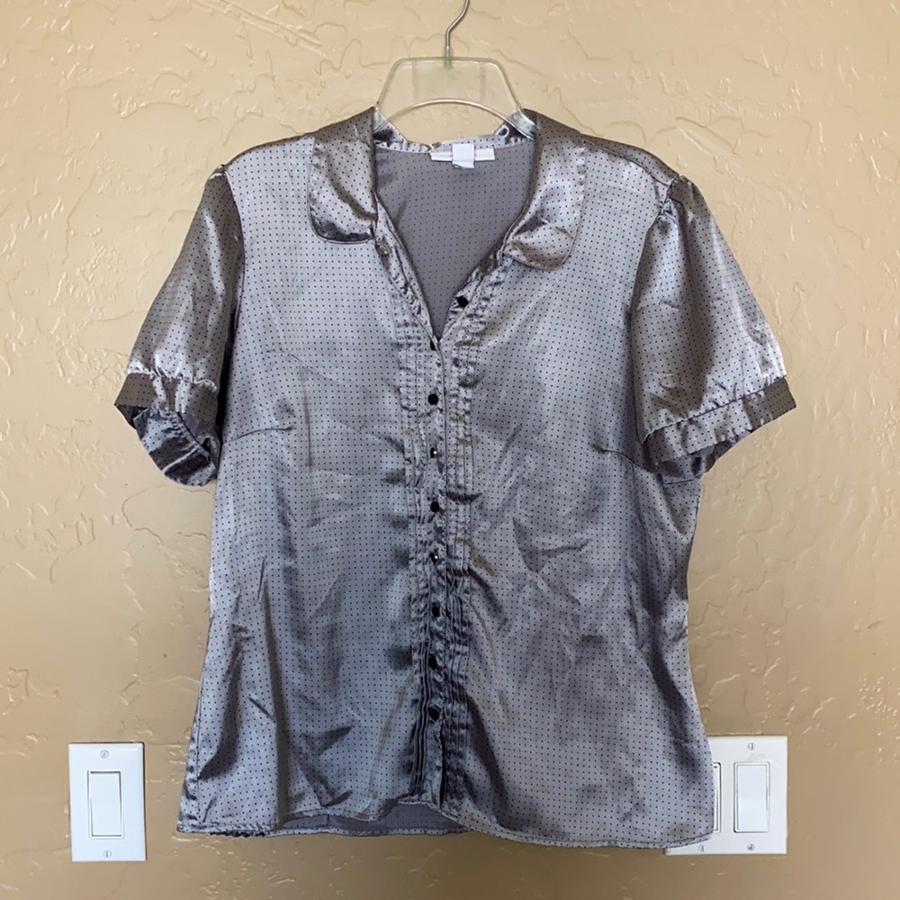 Silver button up top